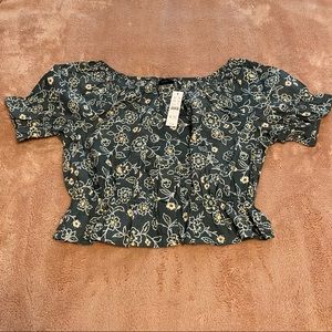 J. Crew short-sleeve crop print top